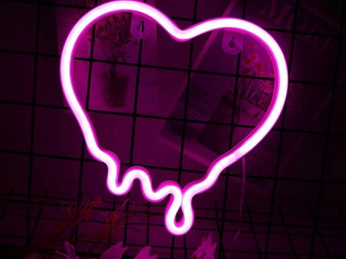 Heart Neon Signs, Pink Heart Neon Lamp Pink LED Neon Lights Night Light