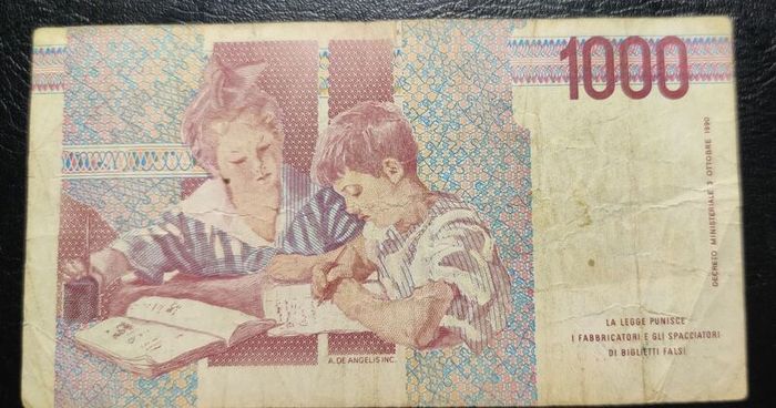 1990 ITALY 1000 LIRE Banknote M. Montessori