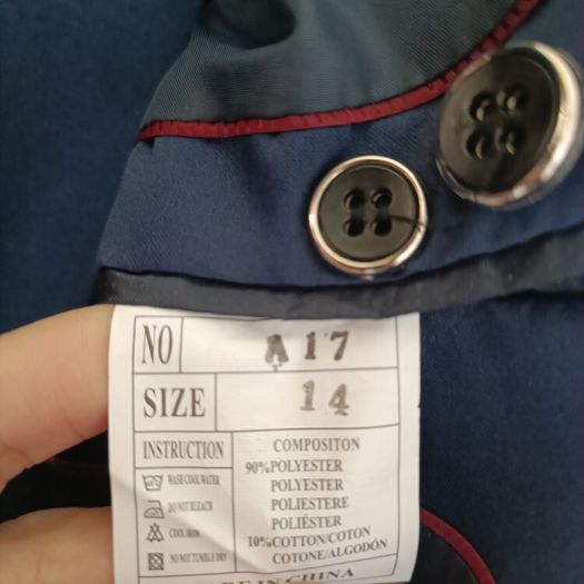 Boys teens navy blue suit jacket + pants 14 Washable!
