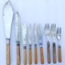 Antique Silver Plated Bone Handled Fish Knives/Forks  1800s (partly Sterling Silver) Image 2