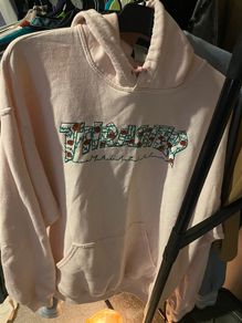 Thrasher Hoodie Mens Large Pink Rose Graphic Pullover Fleece Logo Skateboard