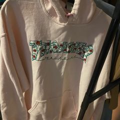 Thrasher Hoodie Mens Large Pink Rose Graphic Pullover Fleece Logo Skateboard