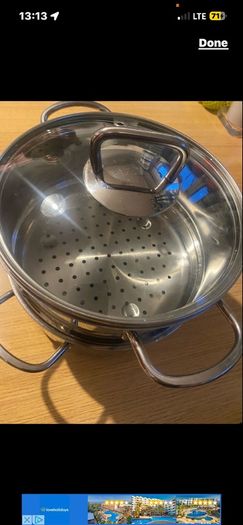 Steamer Cookware Set with Glass Lid Handles Stainless Steel Pan Kitchen Home Cook Chef Healthy Veg Cooking Housewarming induction ceramic gas electric perfect condition