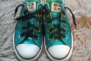Metallic turquoise converse girls 12.5