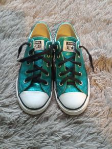 Metallic turquoise converse girls 12.5