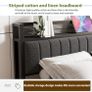 5ft King Size Bed Frame with Storage Upholstered Headboard Shelf Image 5