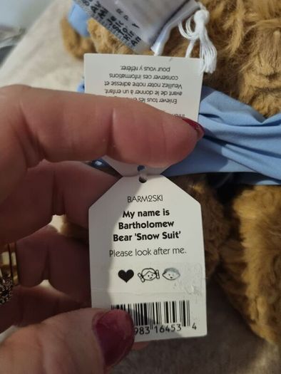 Bartholomew bear snowsuit Jellycat