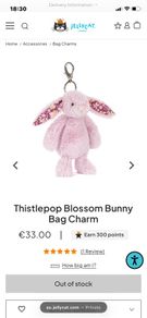 New JELLYCAT Thistlepop Blossom Bunny Bag Charm
