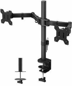 Dual Monitor Stand for 13-27 inch LCD LED PC Screens, Ergonomic Double Monitor Mount Stands for Desks, Height Adjustable Dual Monitor Arm Bracket