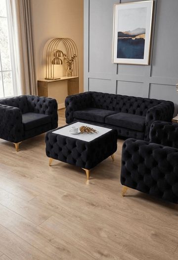 Coffee table with glass and metal legs