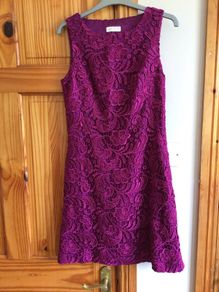 Monsoon Cerise Knee Length lacey Pencil Dress size 10