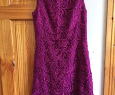 Monsoon Cerise Knee Length lacey Pencil Dress size 10