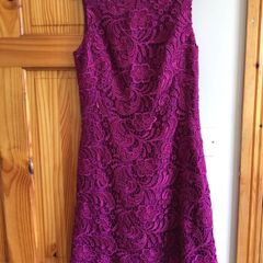 Monsoon Cerise Knee Length lacey Pencil Dress size 10