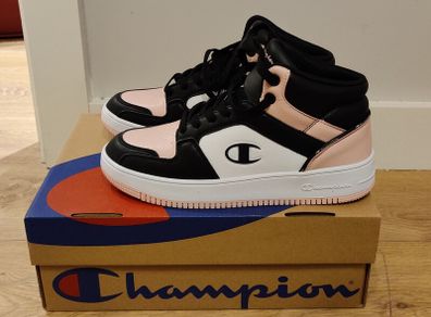 new Champion Women's High Top Sneakers Rebound 2.0 Mid S11471 KK001 Black White Pink -38EU,4.5UK,7US
