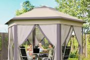 Cover only -  Outsunny Hexagon Garden Gazebo - Pop Up Outdoor Patio Double Roof Instant Shelter with Netting, 3 x 4m, Beige