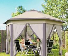 Cover only -  Outsunny Hexagon Garden Gazebo - Pop Up Outdoor Patio Double Roof Instant Shelter with Netting, 3 x 4m, Beige