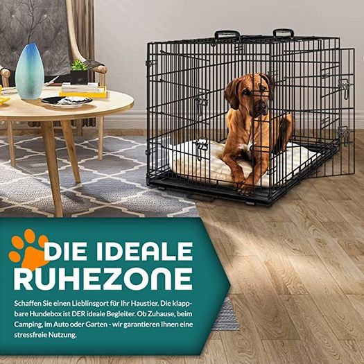 XXL  Dog Cage 120 x 75 x 81 cm Foldable with 2 Doors Transport Cage