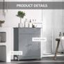 75x60cm Freestanding Bathroom Storage Cabinet Unit w/ 2 Drawers Cupboard Adjustable Shelf Metal Handles Traditional Style Grey Image 6