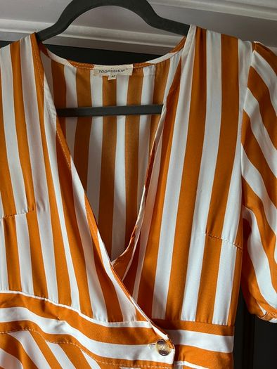 TOPSHOP striped yellow ochre maxi dress Size M/10