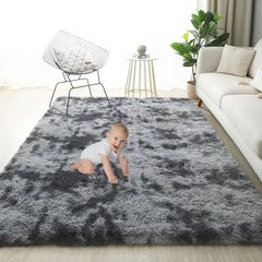 Rugs Living Room 160x200cm Fluffy Area Rugs for Bedroom Shaggy Anti Slip Super Soft Extra Large Rugs Indoor Modern Home Decor Floor Carpet - Dark Grey (Tie-dye)