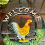Welcome Antique Cast Iron Entryway Decor Wall Hanging Plaque Rooster Image 3