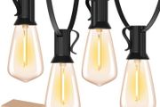 Outdoor String Lights Mains Powered 60FT, Festoon Light Waterproof with 30+1 LED Plastic Bulbs, ST38 Hanging Lighting for Outside Patio Cafe Indoor Party 2700K Warm White