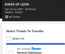 2x Kings of Leon tickets Dublin 3Arena