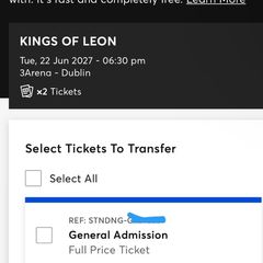 2x Kings of Leon tickets Dublin 3Arena