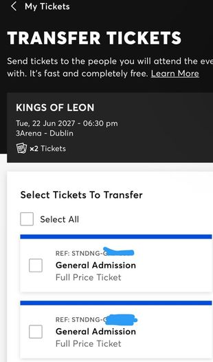 2x Kings of Leon tickets Dublin 3Arena
