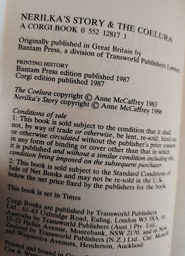 A collection of  7 Anne McCaffrey Books