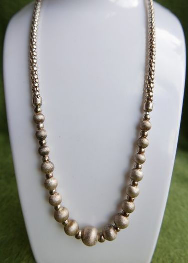 Vintage, Women's Sterling Silver 925 Bead Necklace. length 18,5" - 23,9g