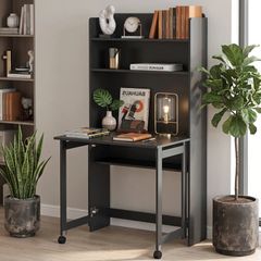 Foldable Computer Desk with Storage Shelves