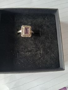 Silver marcasite & amethyst ring
