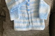 Blue and white cardigan and hat 6 to 9 mths