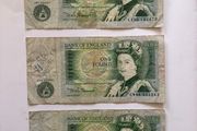 Set of 3 Bank Of England One Pound Notes
