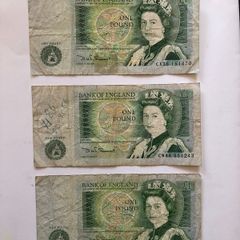 Set of 3 Bank Of England One Pound Notes