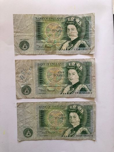 Set of 3 Bank Of England One Pound Notes