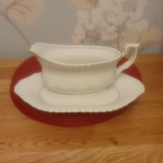 China Sandard' Collectable Vintage China Pieces ... Biscuit Plate, Gravy Boat, 3 Cake Plates and a Milk Jug