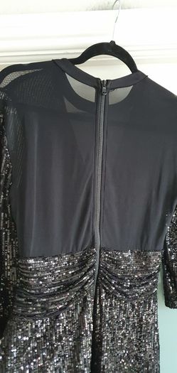 UNSIGNED black sequins and sheer bodycon Sz 8
