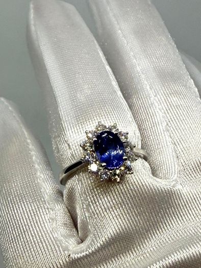 Diamond 950 Platinum AAA Tanzanite & Lab Grown Diamond