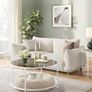 Round Coffee Table, Living Room Table with Steel Frame, Salon Table, Side Table, Pearl White/Slate Grey Image 2