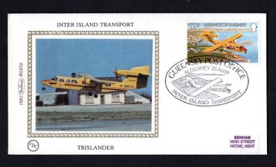 1981 Guernsey Benham Silke Cover showing Inter Island Transport Trislander tying 12p Britten-Norman BN-2A MKIII "short nose" Trislander Aircraft Commemorative stamp