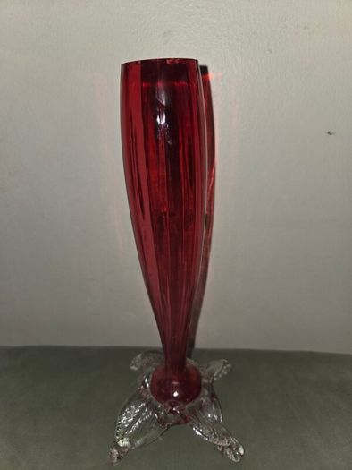 Hand Blown Antique Cranberry Glass Vase