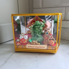 Laughing Buddha (Budai) Feng Shui figurine in Display Case