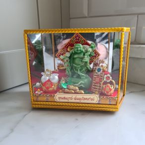 Laughing Buddha (Budai) Feng Shui figurine in Display Case