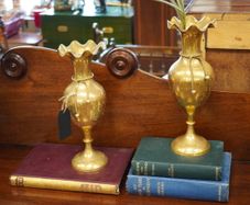 Pair of Polished Brass Vases