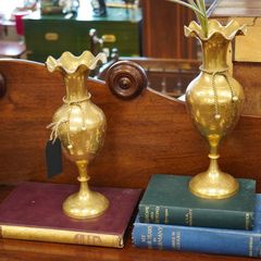 Pair of Polished Brass Vases