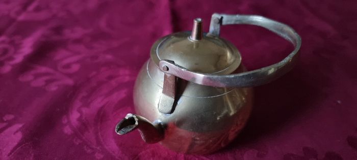 Vintage Solid Brass Decorative Small Tea Pot Ornament With Lid