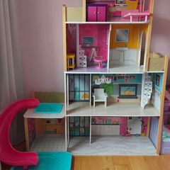 Large doll house with slide