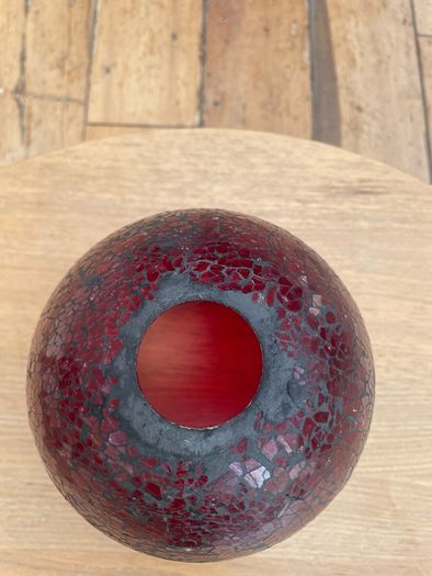 3 x Red Crackle Effect Glass Lamp Shades
